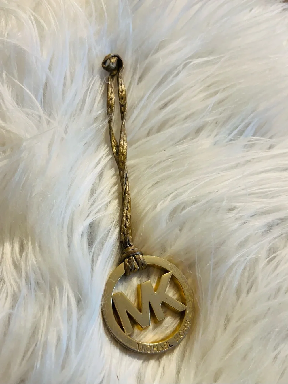 Michael Kors Gold and Brown MK Logo Hanging Charm